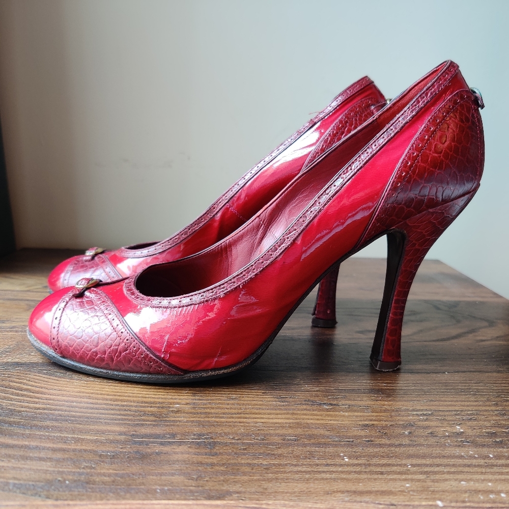 Marc Jacobs Red Patent Leather Pumps Heels 10 / 41.5 - Picture 3 of 15